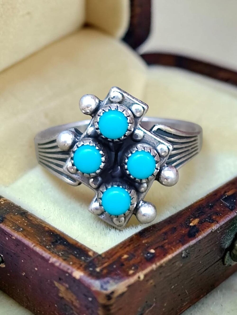 Sterling Navajo Jane Popovich Turquoise Ring